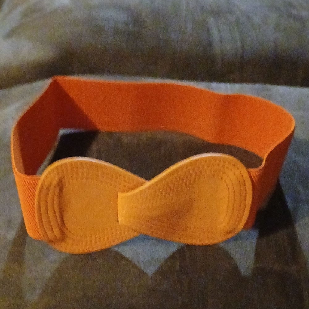 Allegra K Orange Elastic Bow Waist Belt
